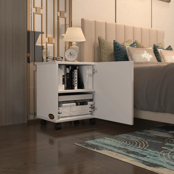 Kenzlife mutfak dolabı mine 048X030X032 byz kapaklı tekerlekli banyo evrak ofis kitaplık ayakkabılık kiler - 5