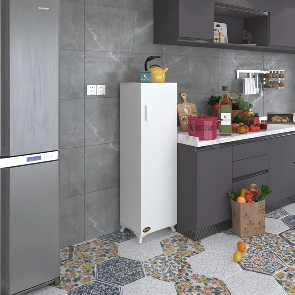 Kenzlife mutfak dolabı mine 128*030*032 byz kapaklı ayaklı banyo evrak ofis kitaplık ayakkabılık kiler - 2