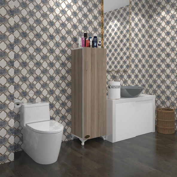 Kenzlife mutfak dolabı mine 128*030*032 crd kapaklı ayaklı banyo evrak ofis kitaplık ayakkabılık kiler - 7