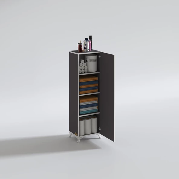 Kenzlife mutfak dolabı mine 128*030*032 gri kapaklı ayaklı banyo evrak ofis kitaplık ayakkabılık kiler - 3