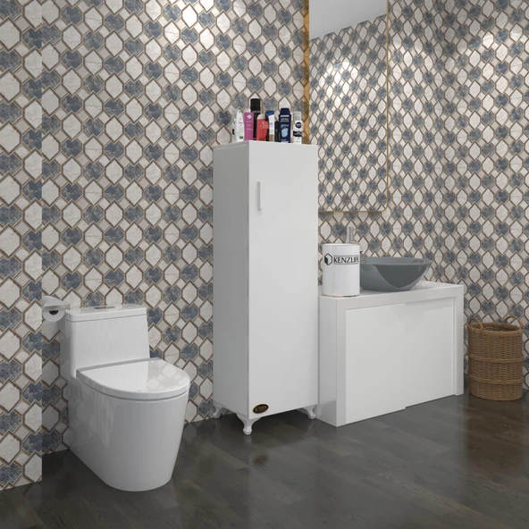Kenzlife mutfak dolabı mine 128*030*032 byz kapaklı ayaklı banyo evrak ofis kitaplık ayakkabılık kiler - 10