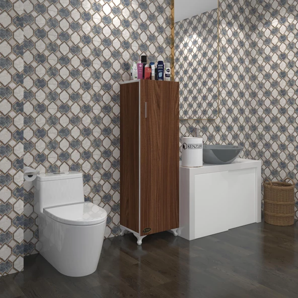 Kenzlife mutfak dolabı mine 128*030*032 cvz kapaklı ayaklı banyo evrak ofis kitaplık ayakkabılık kiler - 7