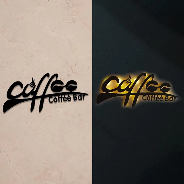 Veraart Işıklı Coffee Dekoratif Tablo Muftak Duvar Dekorlu Gece Lambası - 5