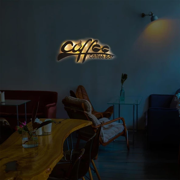 Veraart Işıklı Coffee Dekoratif Tablo Muftak Duvar Dekorlu Gece Lambası - 3