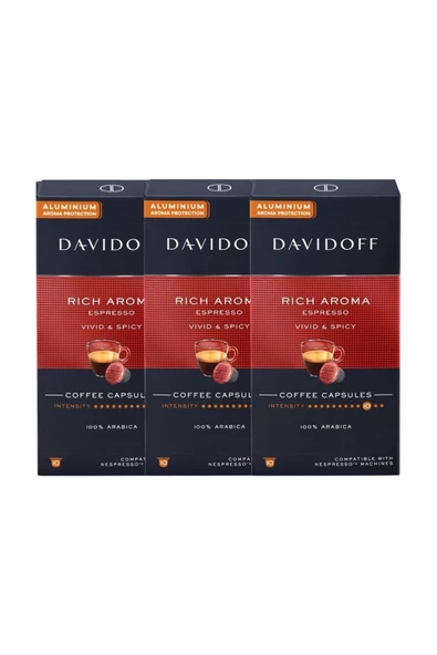 Davidoff Rıch Aroma Espresso Vıvıd & Spıcy Aluminium Kapsül Kahve 10'lu 3x10