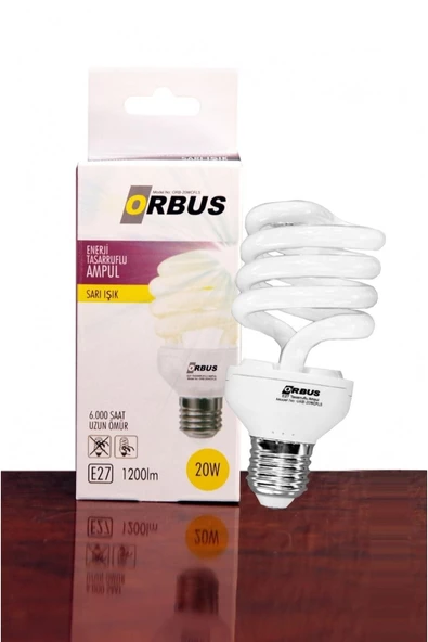 ORBUS Ampul 20 Watt Enerji Tasarruflu Ampul E27 Duy Sarı