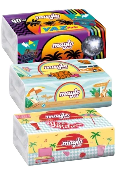 Maylo Puf Mendil (3 Katlı) Karma 900 Adet (6pk*150) (yaz Pufu Serisi 50 Ler/ 70 Ler / 90 Lar)