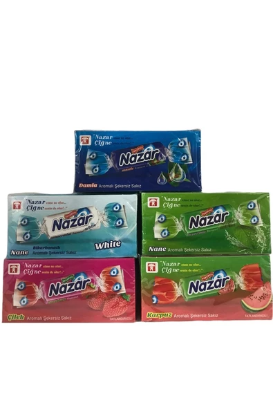 Nazar 5 Çeşit Şekersiz Sakız 500 Adet