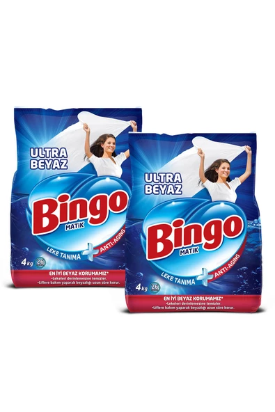 Bingo Matik Toz Çamaşır Deterjanı 4 Kg Ultra Beyaz 2'li - 3