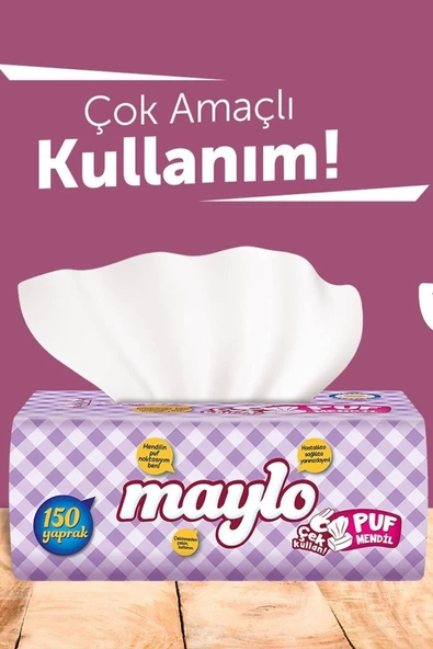 Maylo Çek Kullan Pratik Puf Mendil 150 Yaprak X 12 Adet - 3