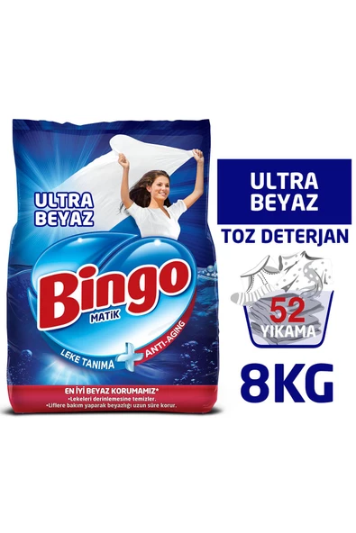 Bingo Matik Toz Çamaşır Deterjanı 4 Kg Ultra Beyaz 2'li - 2