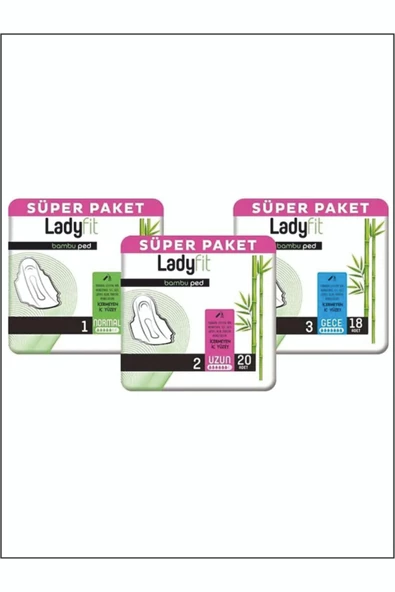 Lady Fit Ladyfit Pamuk Ped Süper Avantajlı Paket (normal 24 Adet + Uzun 20 Adet + Gece 18 Adet)