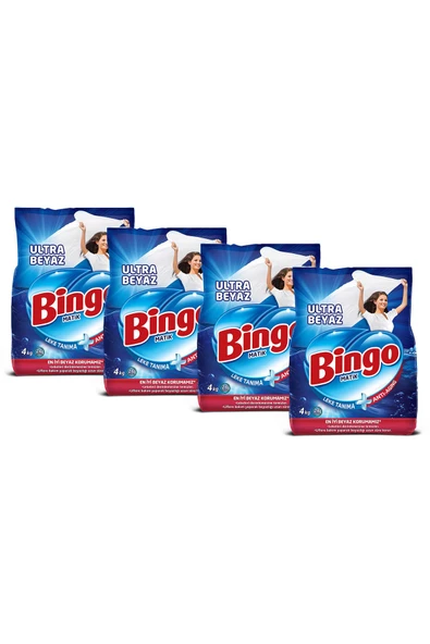 Bingo Matik Toz Çamaşır Deterjanı 4 Kg Ultra Beyaz 4'lü - 3
