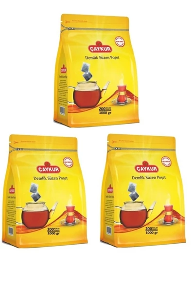 Çaykur 3 Adet Demlik Süzen Poşet Çay 5 Gr 200'lü (toplam 3000 Gram)