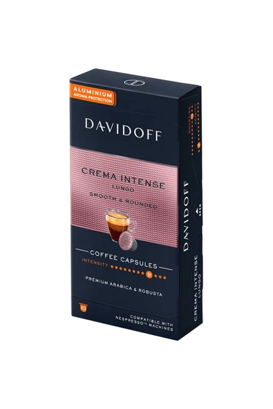 Davidoff Crema Intense Lungo Smooth & Rounded Aluminium Kapsül Kahve 10'lu (nespresso Uyumlu)