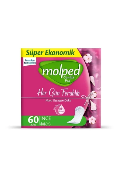 Molped Her Gün Ferahlık Günlük Ped Parfümsüz 60 Adet X 4 Paket 240 Adet - 2