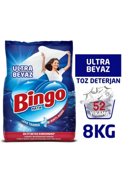 Bingo Matik Toz Çamaşır Deterjanı 4 Kg Ultra Beyaz 2'li