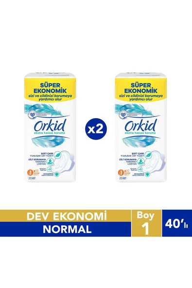 Orkid Extra Hassas Koruma Normal Süper Ekonomik Paket 40 Ped (20 X2) Boy 1