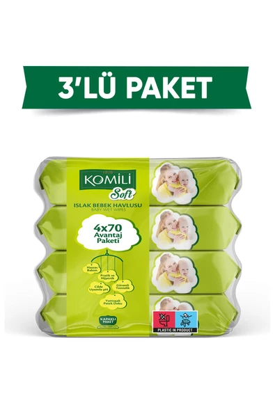 Komili Soft Islak Havlu 4 X 70 - 3'lü Paket - 840 Yaprak