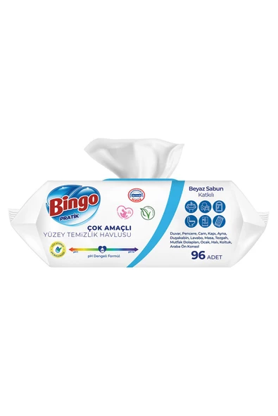 Bingo Pratik Yüzey Temizlik Havlusu Beyaz Sabun 96x3 (288 YAPRAK) - 3