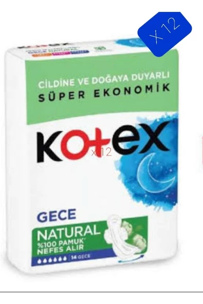 Kotex Natural Quadro Gece 14 Lü 12 Paket