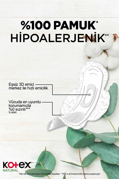 Kotex Natural Gece Hijyenik Ped 14'lü 6 Adet - 2