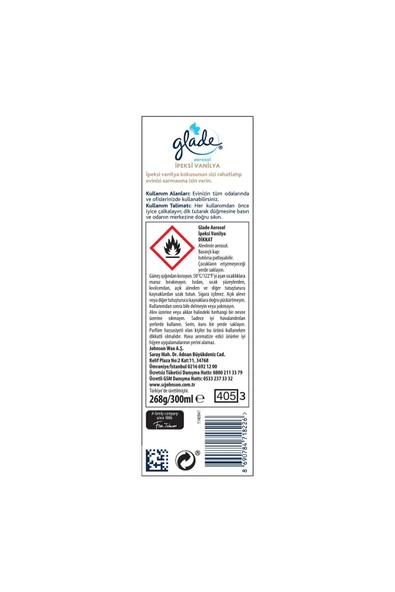 Glade Hava Tazeleyici Aerosol Oda Kokusu İpeksi Vanilya, 300ml - 3