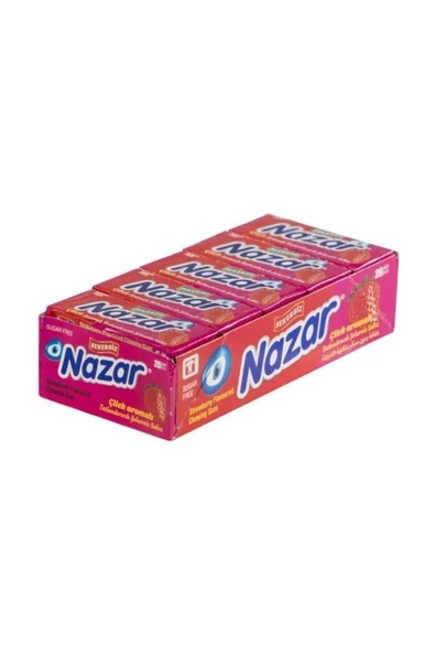 Nazar Çilek Aromalı Şekersiz Sakız 20'lı