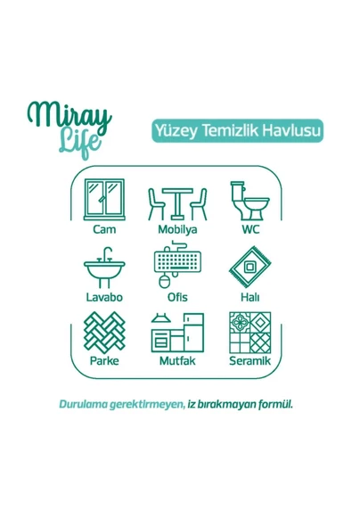 ÇAYLAR AVM Miray Life Easy Clean Yüzey Temizlik Havlusu Adet Beyaz Sabun 100 lü - 2