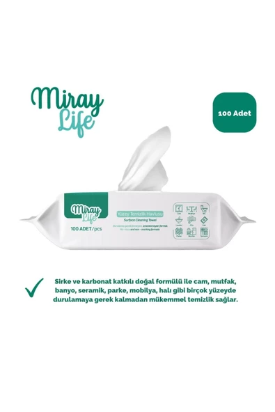ÇAYLAR AVM Miray Life Easy Clean Yüzey Temizlik Havlusu Adet Beyaz Sabun 100 lü - 3
