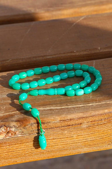 Bilek Boy Pastel Yeşili Sıkma Kehribar Tesbih - 4