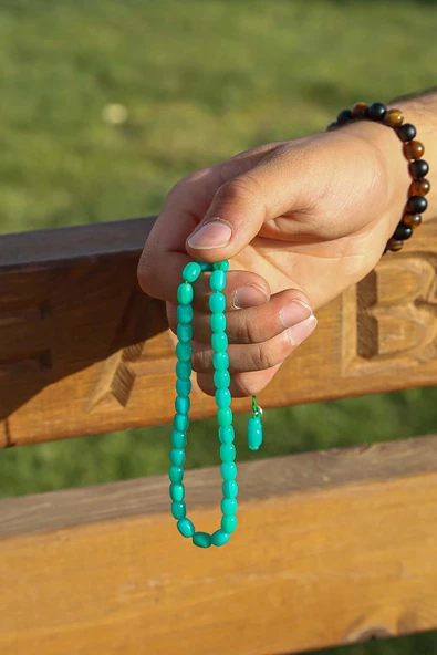 Bilek Boy Pastel Yeşili Sıkma Kehribar Tesbih