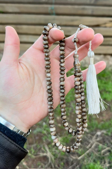 Sütlü Kahve Renk 99'luk Sıkma Kehribar Tesbihimiz - 4