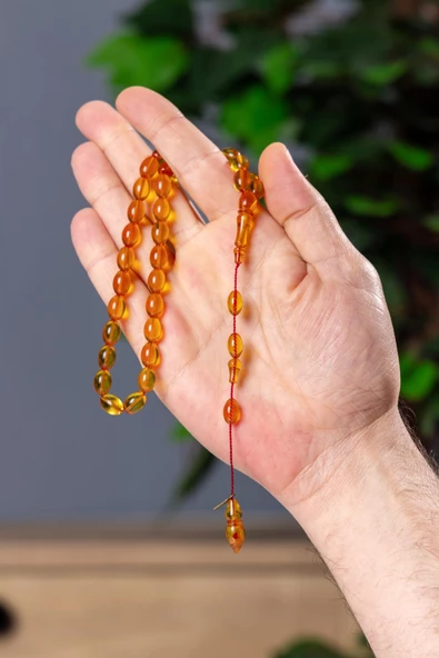 Yusuf Cevher Ustadan Gold Sarı Ateş Kehribar Tesbih - 3