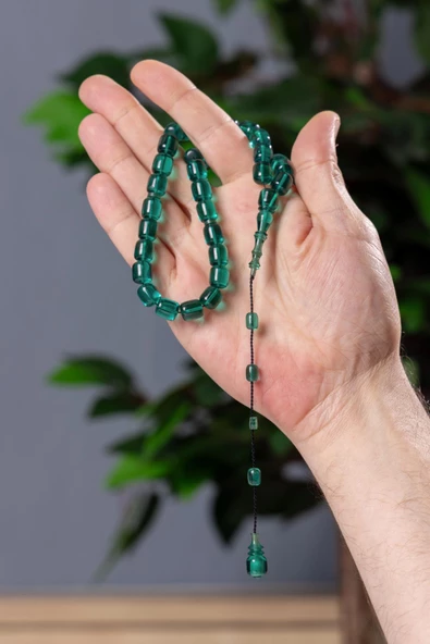 Ferahlatan Rengi İle Özel İmzalı Ateş Kehribar Tesbih - Resim 3