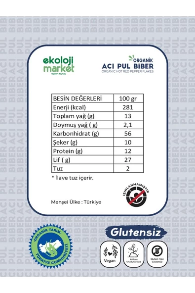Organik Glütensiz Acı Pul Biber 80 gr - 3