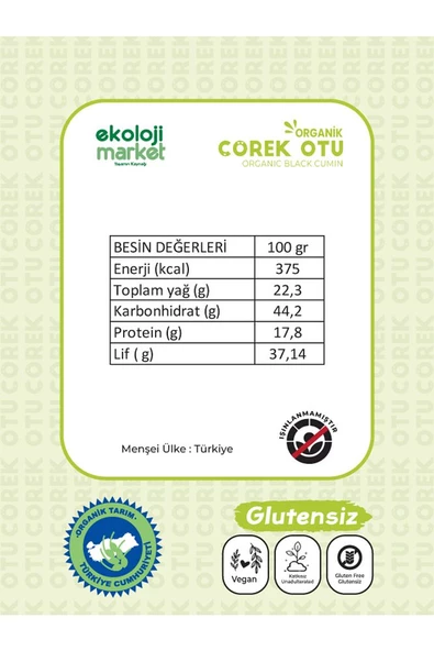 Organik Glütensiz Çörekotu 100 gr - 3