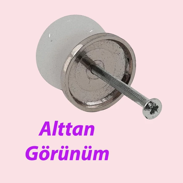 8 Adet Kardelen Gerçek Porselen Düğme Gold Altın Çekmece Dolap Kapak Kulpu Kulbu Porselen Kulp - 5