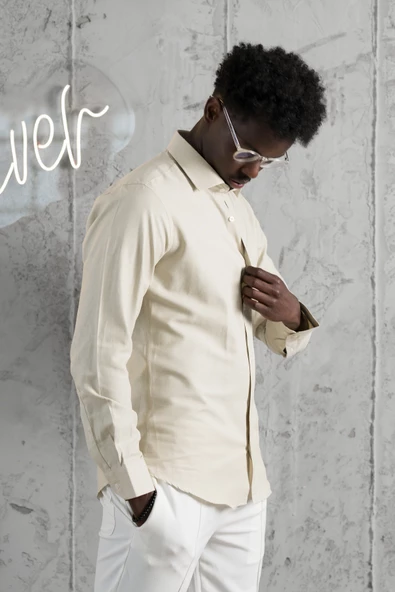 Advante Slimfit Yazlık Düz Pamuklu Gömlek - Resim 12