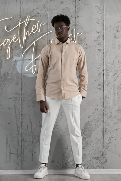 Advante Slimfit Yazlık Düz Pamuklu Gömlek - Resim 5