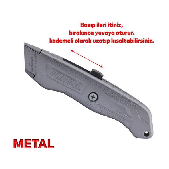 Metal Maket Bıçak Halı Bıçağı Çok Amaçlı Maket Bıçağı Küçük Değiştirilebilir 10 Adet Yedek Bıçak - 3