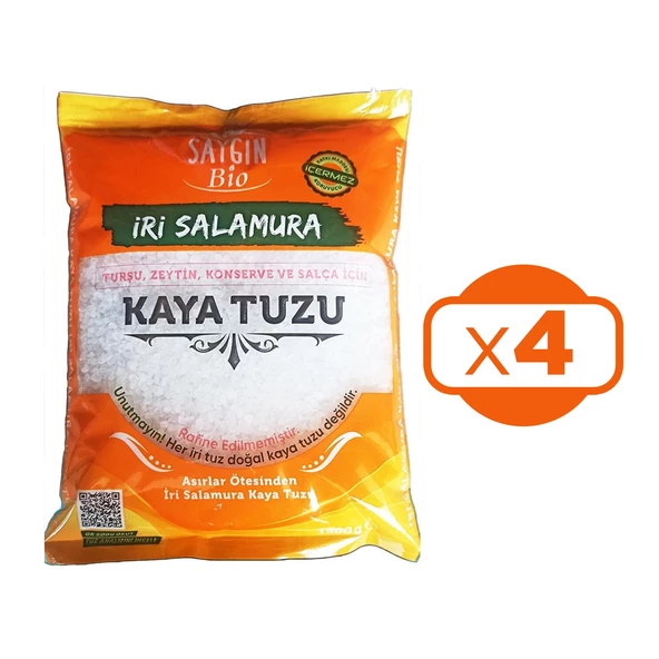 SAYGIN İri Salamura Kaya Tuzu 1500 Gr 4 lü