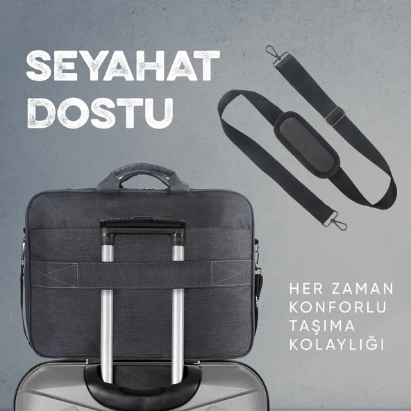 Vegmann Norma 15.6 inç Dizüstü Bilgisayar Uyumlu Evrak ve Laptop Çantası - Resim 4