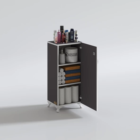 Kenzlife mutfak dolabı zehra 088*030*032 gri kilitli ayaklı banyo evrak ofis kitaplık ayakkabılık kiler - Resim 2