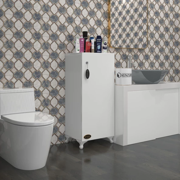 Kenzlife mutfak dolabı zehra 088*030*032 byz kilitli ayaklı banyo evrak ofis kitaplık ayakkabılık kiler - 10