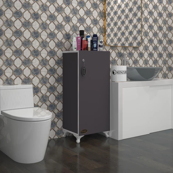 Kenzlife mutfak dolabı zehra 088*050*032 gri kilitli ayaklı banyo evrak ofis kitaplık ayakkabılık kiler - Resim 4