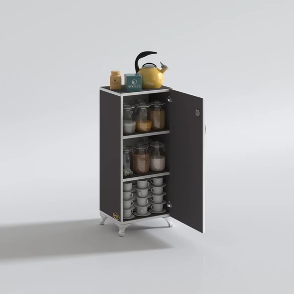 Kenzlife mutfak dolabı zehra 108*030*032 gri kilitli ayaklı banyo evrak ofis kitaplık ayakkabılık kiler ürün görseli 1