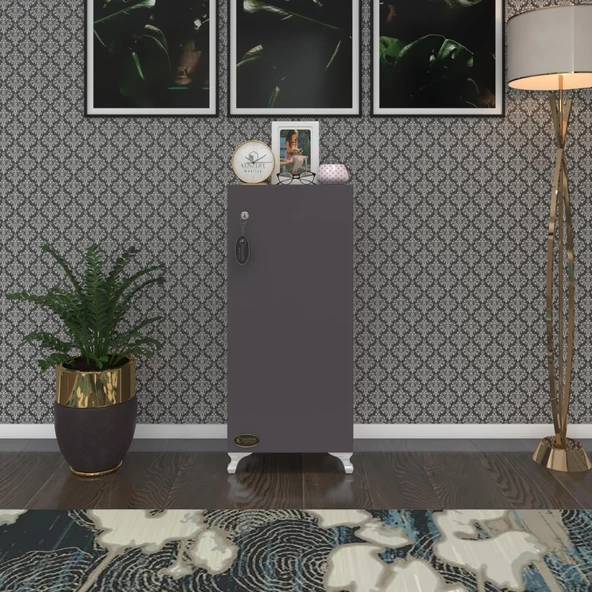 Kenzlife mutfak dolabı zehra 108*030*032 gri kilitli ayaklı banyo evrak ofis kitaplık ayakkabılık kiler - Resim 5
