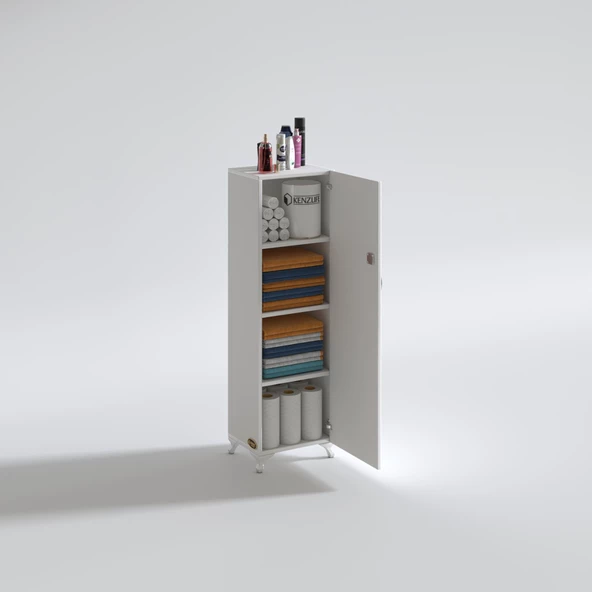 Kenzlife mutfak dolabı zehra 128*030*032 byz kilitli ayaklı banyo evrak ofis kitaplık ayakkabılık kiler - 2