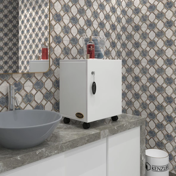 Kenzlife mutfak dolabı zehra 048*030*032 byz kilitli tekerlekli banyo evrak ofis kitaplık ayakkabılık kiler - 5